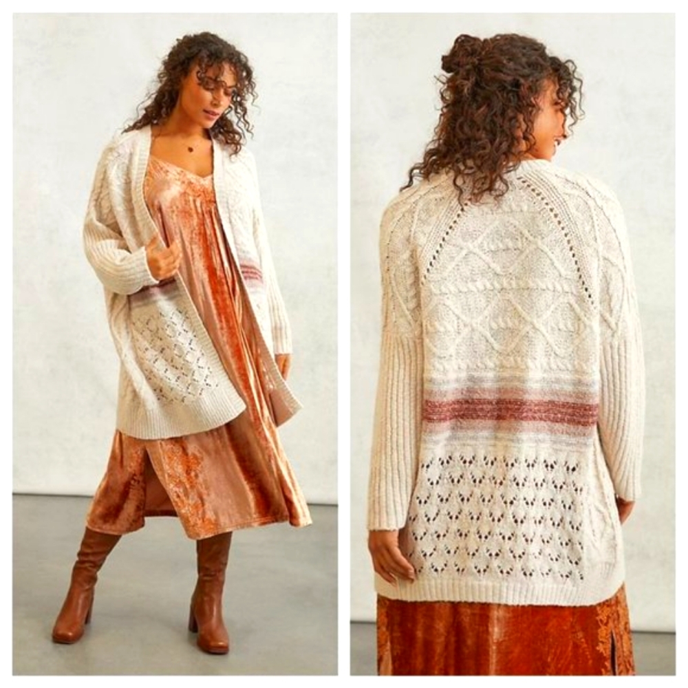NWT Anthropologie Pilcro Jemma Cable-Knit Oversized Longline Cardigan XS/SP